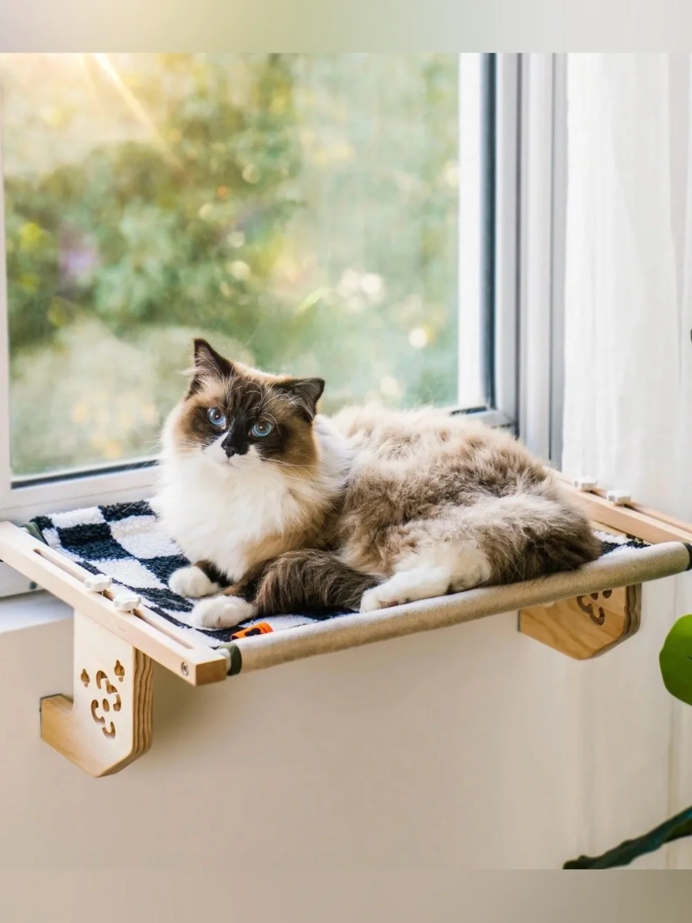 MewooFun Adjustable Cat Window Perch Viewing Sunbathing Platform Checkerboard